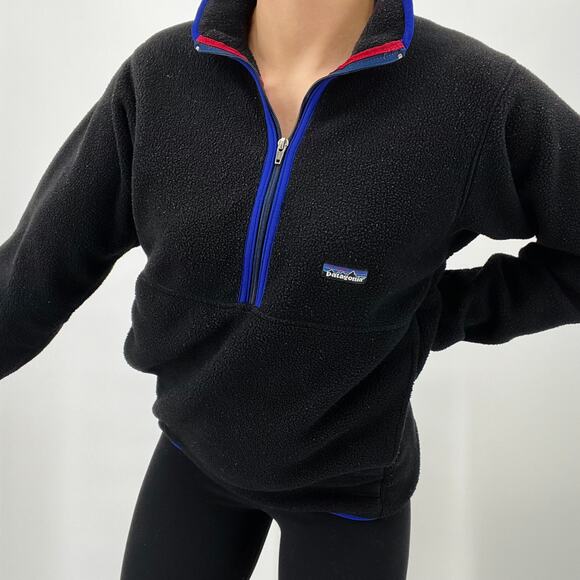 Vintage Patagonia Fall 1999 Black Half-Zip Fleece Jacket Women's Small - Picture 3 of 12